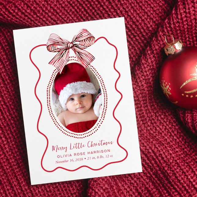 Merry Little Christmas 4 Photo Birth Announcement (A beautiful and unique way to thank family and friends and introduce them to your Christmas  baby)
