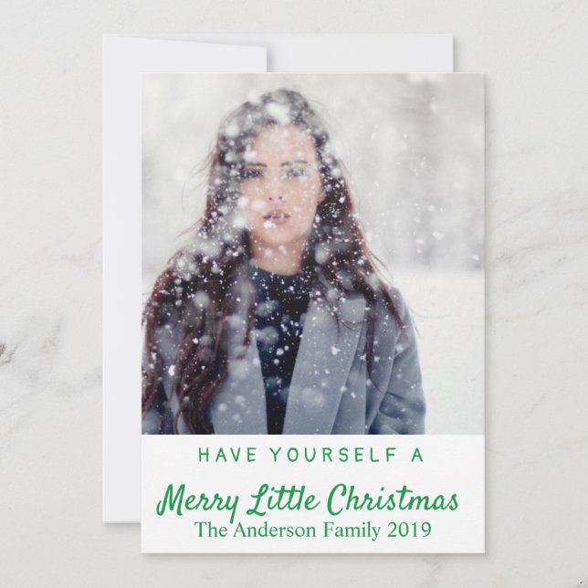 Merry Little Christmas Add Your Own Photo Holiday Card (Front)