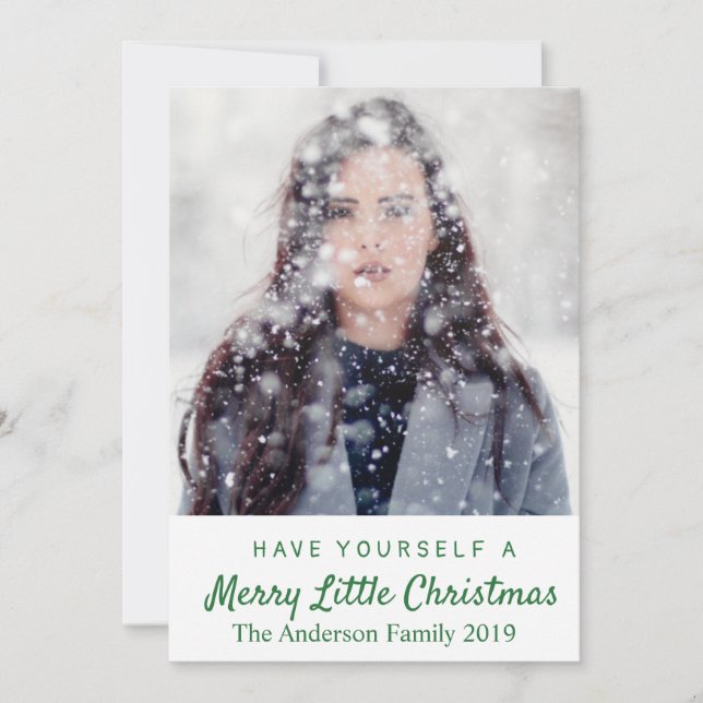 Merry Little Christmas Add Your Own Photo Holiday Card (Front)