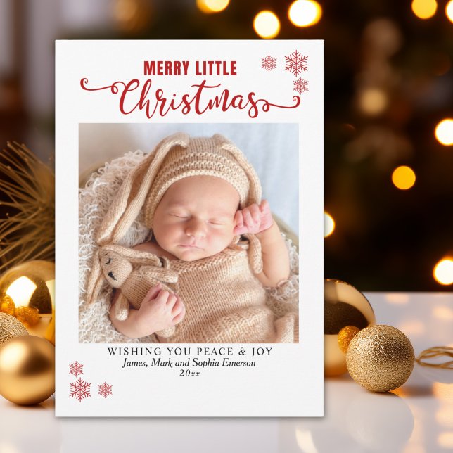 Merry Little Christmas, Baby First Photo Holiday Card (Creator Uploaded)