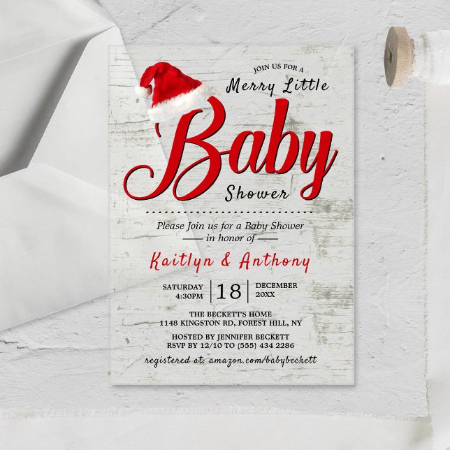 Merry Little Christmas Baby Shower Acrylic Invitations (Creator Uploaded)