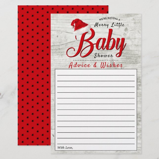 Merry Little Christmas Baby Shower Advice & Wishes (Front/Back)