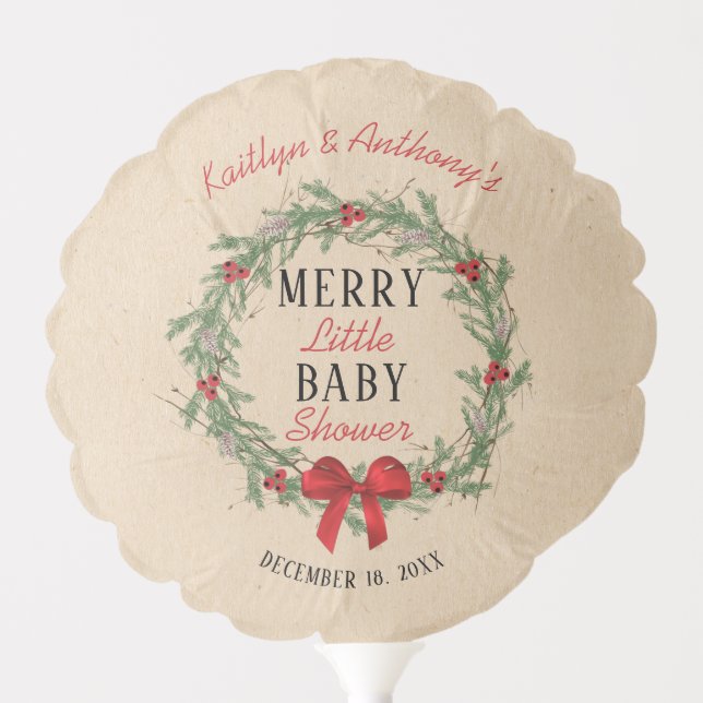 Merry Little Christmas Baby Shower Balloon (Front)