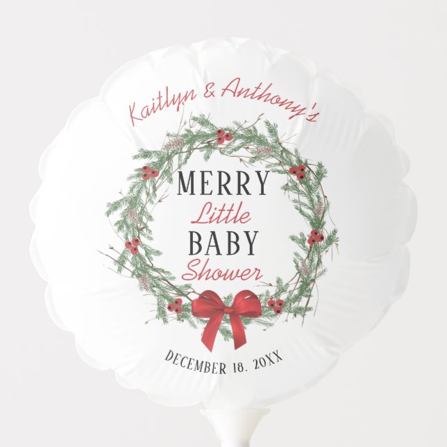 Merry Little Christmas Baby Shower Balloon (Front)