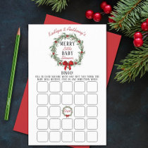 Merry Little Christmas Baby Shower Bingo Game