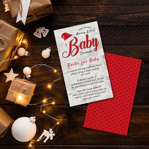 Merry Little Christmas Baby Shower Books For Baby Enclosure Card