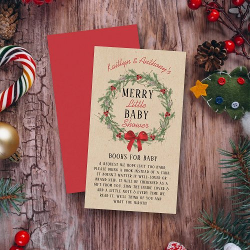 Merry Little Christmas Baby Shower Books For Baby Enclosure Card