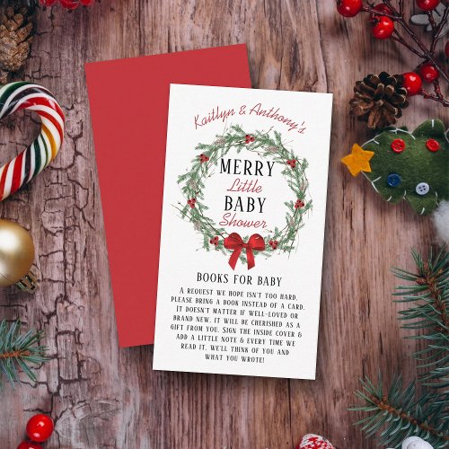 Merry Little Christmas Baby Shower Books For Baby Enclosure Card