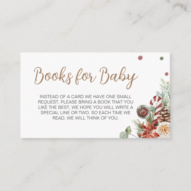 Merry Little Christmas Baby Shower Books for Baby Enclosure Card (Front)