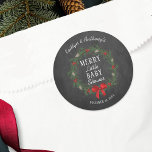 Merry Little Christmas Baby Shower Classic Round Sticker<br><div class="desc">Celebrate in style with these trendy baby shower stickers. The design is easy to personalize with your own wording and your family and friends will be thrilled when they see these fabulous stickers.</div>