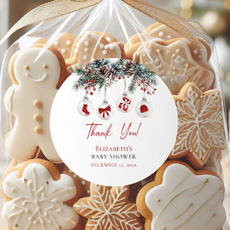 Merry Little Christmas Baby Shower Classic Round Sticker