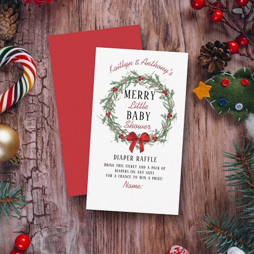 Merry Little Christmas Baby Shower Diaper Raffle Enclosure Card