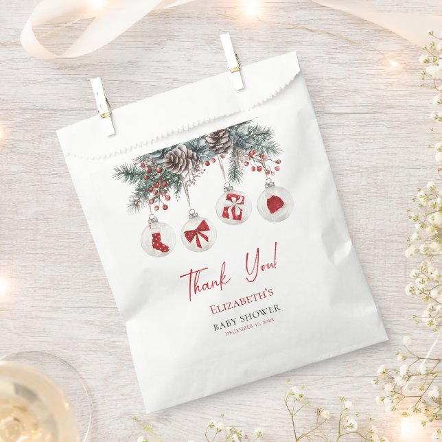Merry Little Christmas Baby Shower Favor Bag (Clipped)