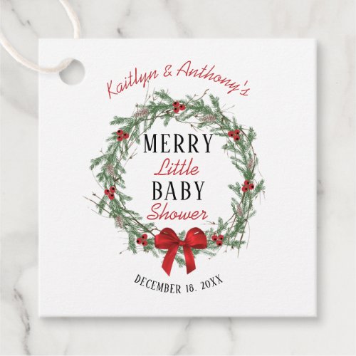 Merry Little Christmas Baby Shower Favor Tags