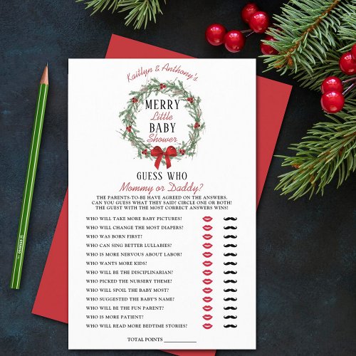 Merry Little Christmas Baby Shower Guess Who Game