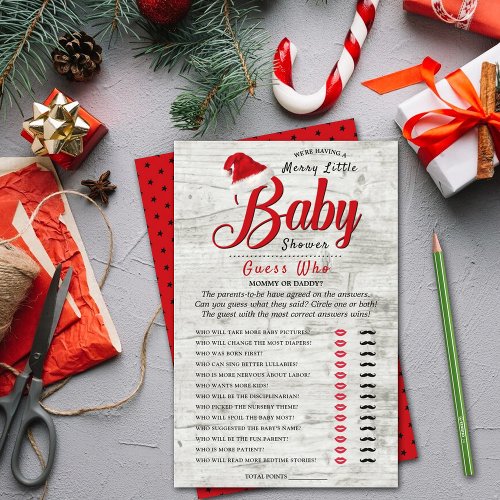 Merry Little Christmas Baby Shower Guess Who Game