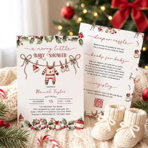 Merry Little Christmas Baby Shower Invitation