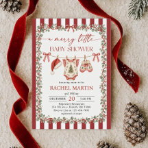 Merry Little Christmas Baby Shower Invitation