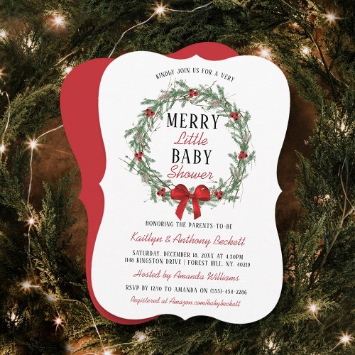 Merry Little Christmas Baby Shower Invitation