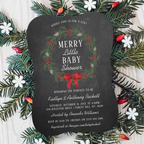 Merry Little Christmas Baby Shower Invitation