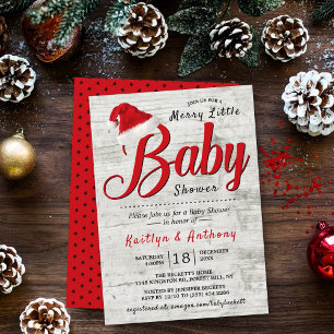 Merry Little Christmas Baby Shower Invitation