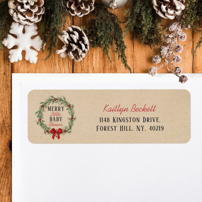 Merry Little Christmas Baby Shower Label (Creator Uploaded)