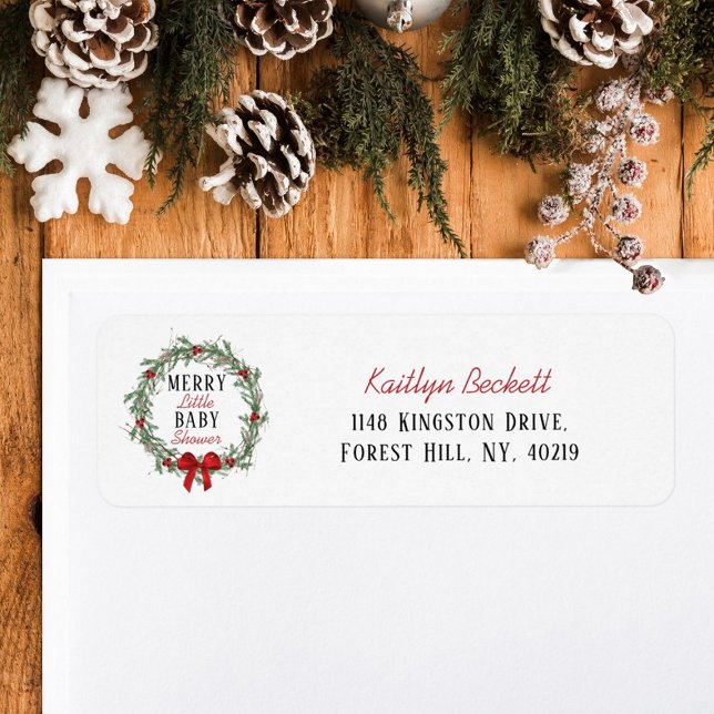 Merry Little Christmas Baby Shower Label (Creator Uploaded)