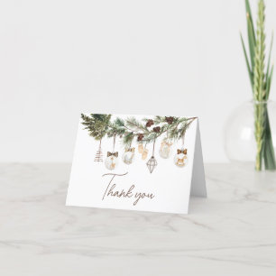 Merry Little Christmas Baby Shower Letterpress Thank You Card