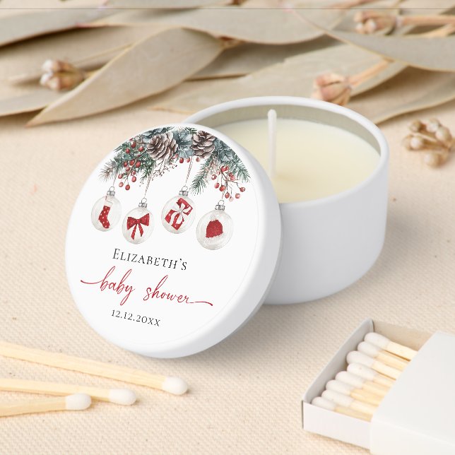 Merry Little Christmas Baby Shower Mini Candle Favors (Insitu)