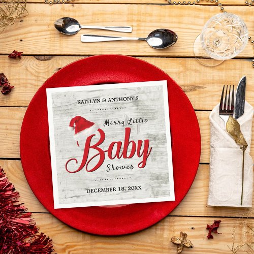 Merry Little Christmas Baby Shower Napkins