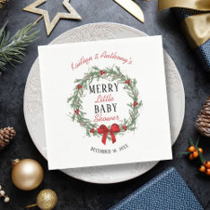 Merry Little Christmas Baby Shower Napkins at Zazzle