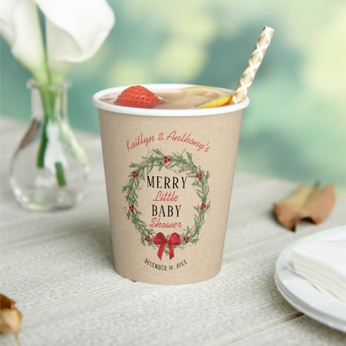Merry Little Christmas Baby Shower Paper Cups