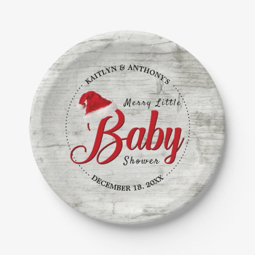 Merry Little Christmas Baby Shower Paper Plates