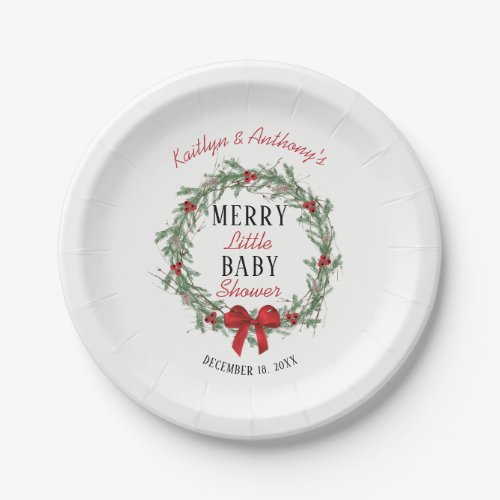 Merry Little Christmas Baby Shower Paper Plates