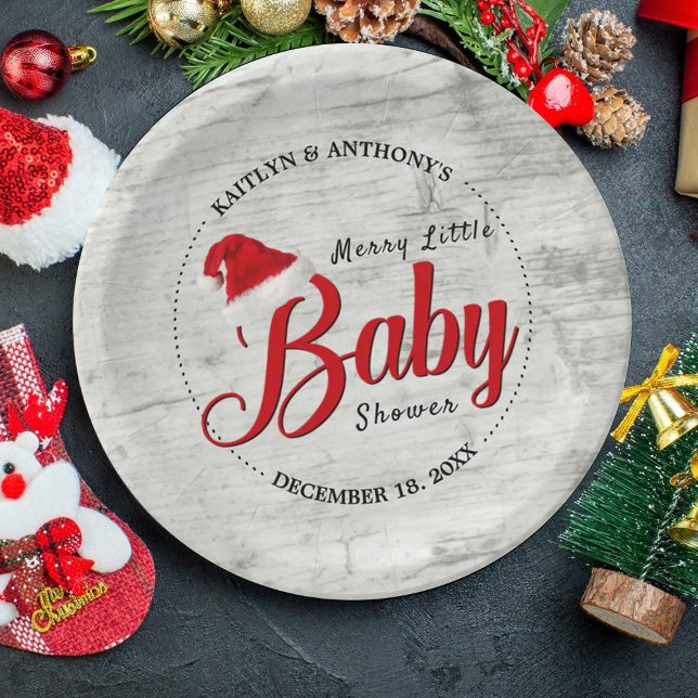Merry Little Christmas Baby Shower Paper Plates (Creator Uploaded)