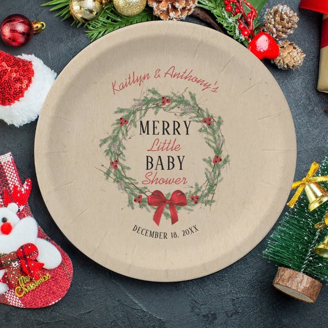 Merry Little Christmas Baby Shower Paper Plates (Creator Uploaded)