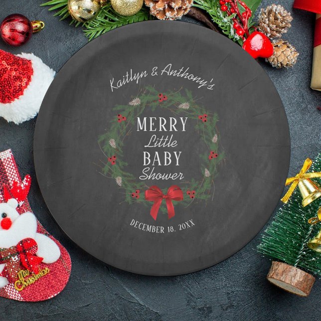 Merry Little Christmas Baby Shower Paper Plates (Creator Uploaded)