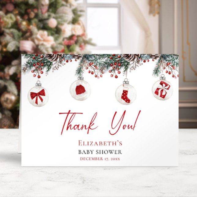 Merry Little Christmas Baby Shower Thank You Card (Creator Uploaded)