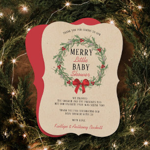 Merry Little Christmas Baby Shower Thank You Card