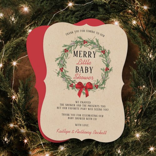 Merry Little Christmas Baby Shower Thank You Card