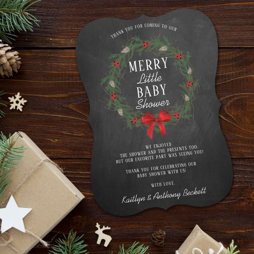 Merry Little Christmas Baby Shower Thank You Card