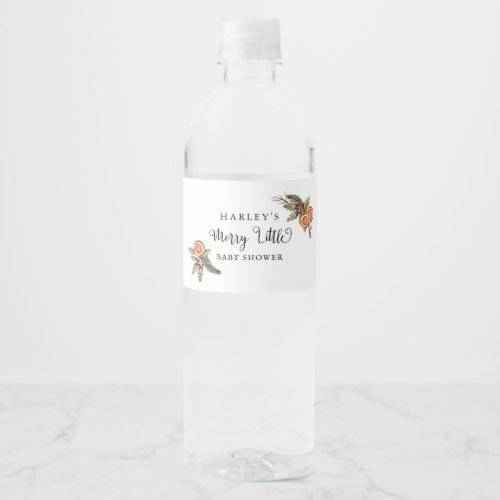 Merry Little Christmas Baby Shower Water Bottle Label