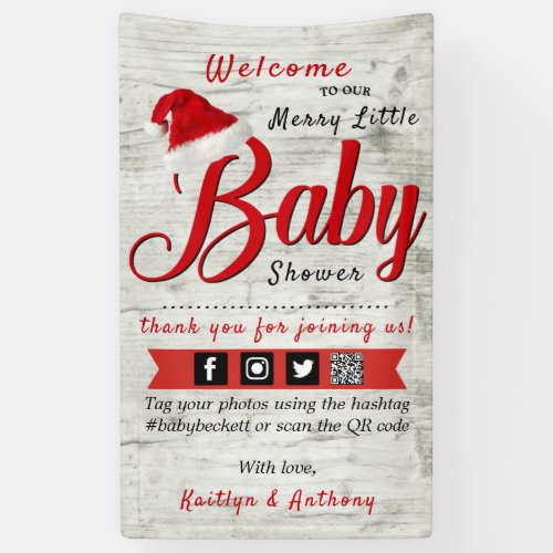 Merry Little Christmas Baby Shower Welcome  Banner
