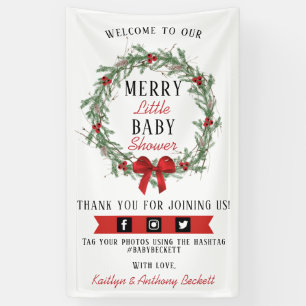 Merry Little Christmas Baby Shower Welcome Banner