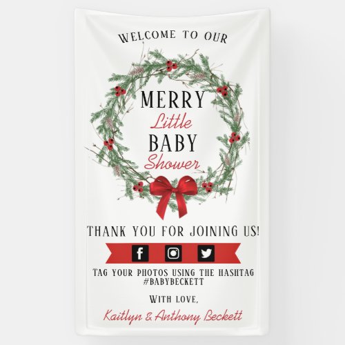 Merry Little Christmas Baby Shower Welcome Banner