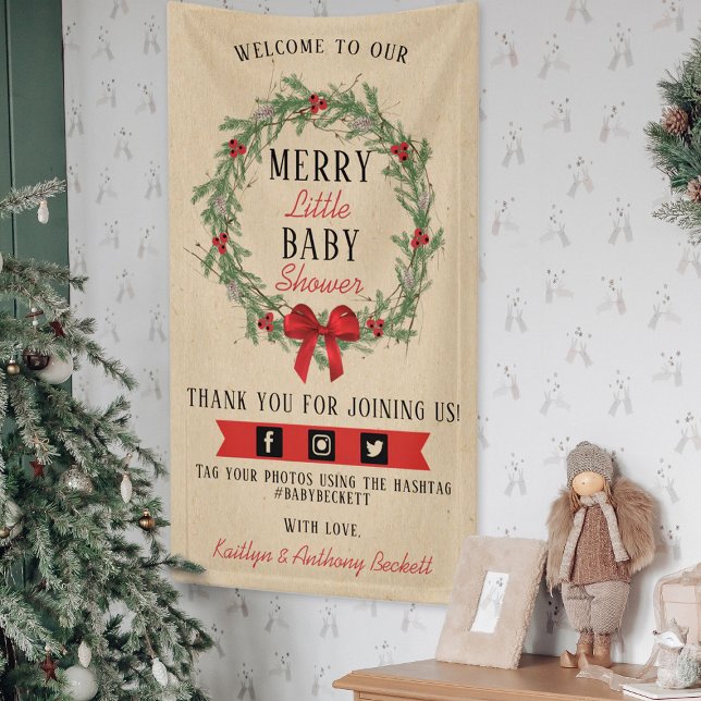 Merry Little Christmas Baby Shower Welcome Banner (Creator Uploaded)