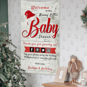 Merry Little Christmas Baby Shower Welcome  Banner