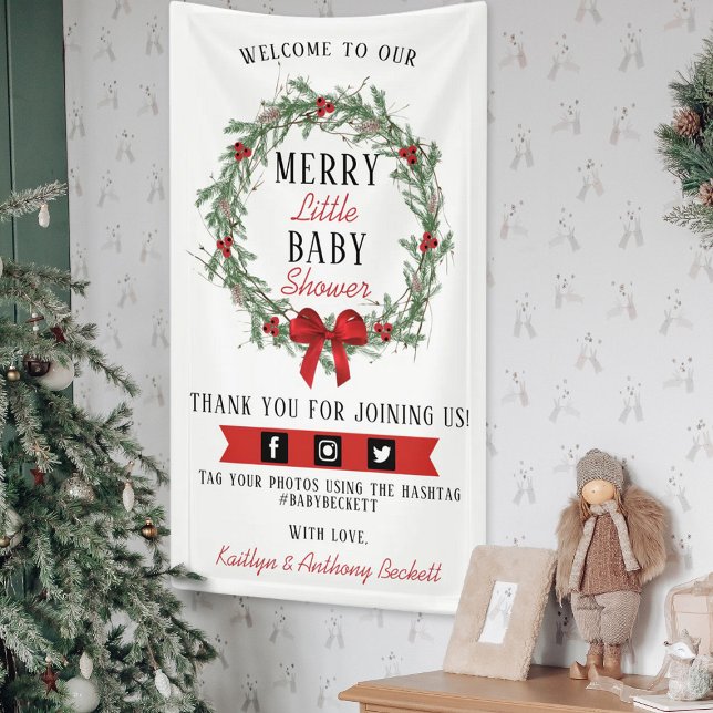 Merry Little Christmas Baby Shower Welcome Banner (Creator Uploaded)