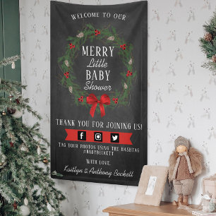 Merry Little Christmas Baby Shower Welcome Banner