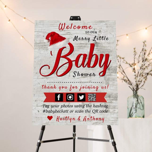 Merry Little Christmas Baby Shower Welcome Foam Board (In Situ (Stand))